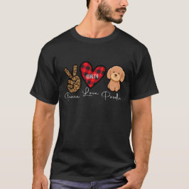 Camiseta Poodle Xadrez Peace Love Cute Dog