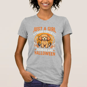 Camiseta Poodles Halloween Menina Amante de Cachorro Design