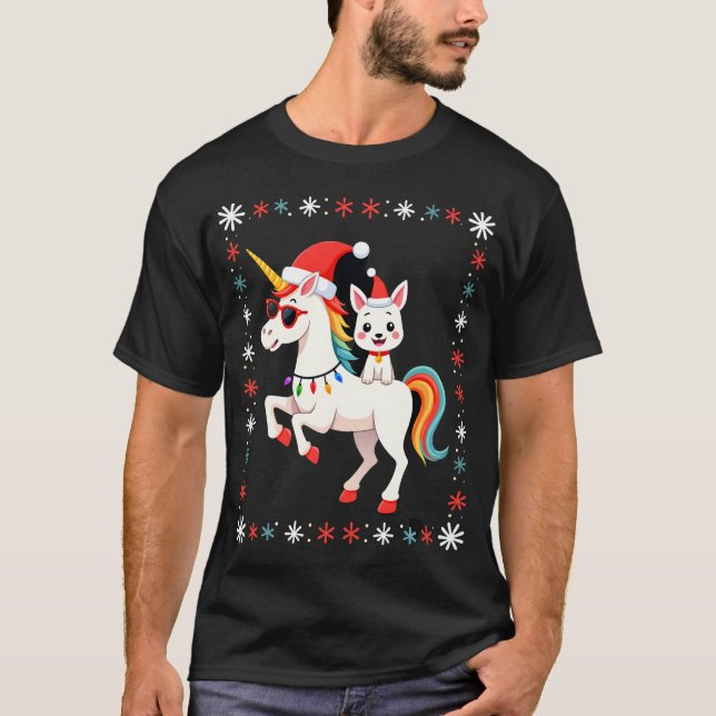 Camiseta Poodles Óculos de Sol Poodle de Natal Uni (Frente)