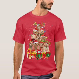 Camiseta Poodles Papais noeis Árvore de Natal Luzes Xmas Pa