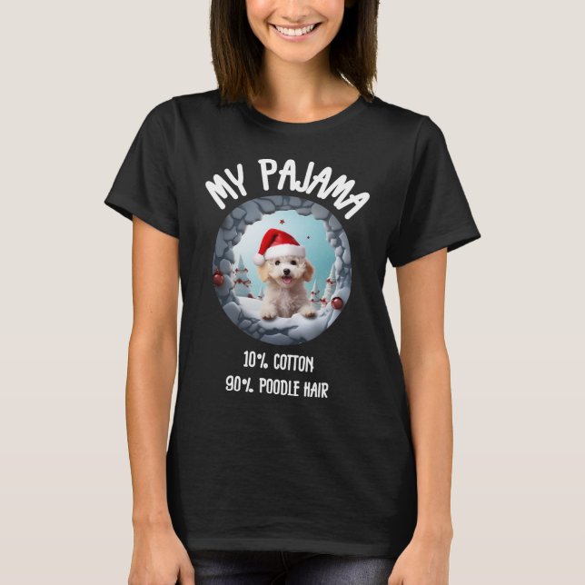 Camiseta Poodô De Natal Bonito - Design De Cachorro Engraça (Frente)