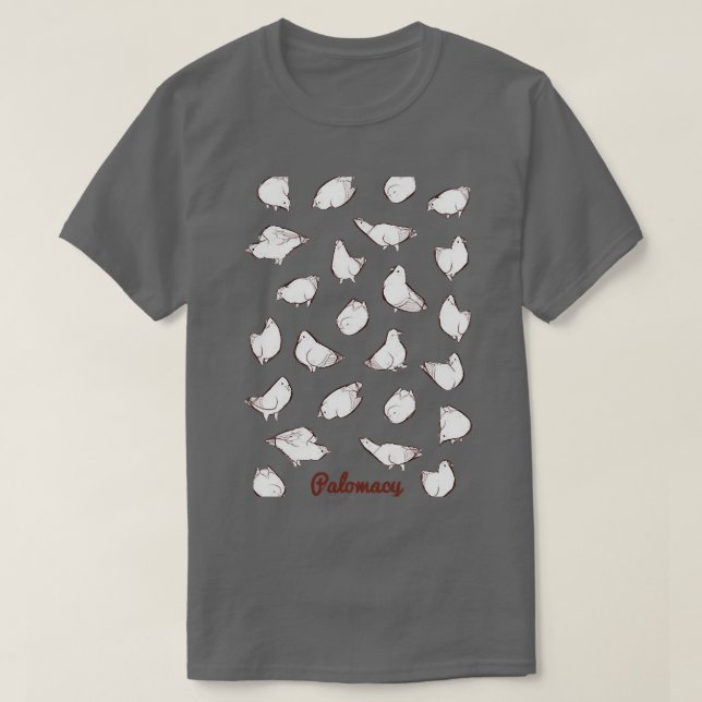 Camiseta Poofy Pigeons branco (Frente do Design)