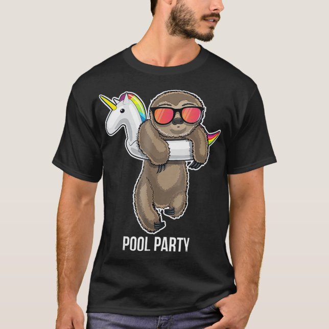 Camiseta Pool Party Sloth Unicorn Float  Funny Sloth Kids (Frente)