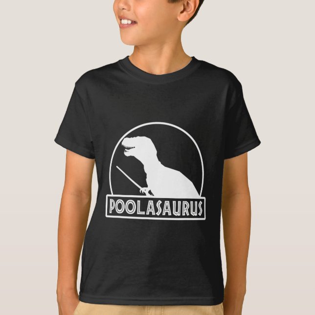 Camiseta Poolasaurus Jogador de Bilhar Dinossauro Snooker O (Frente)