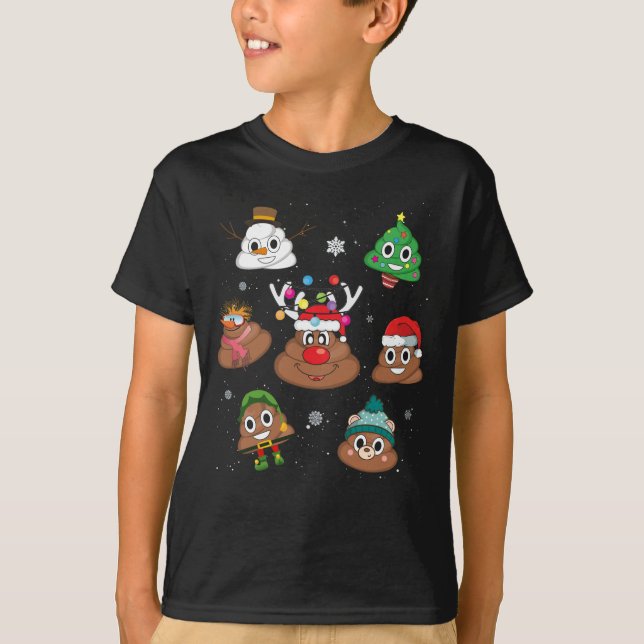 Camiseta Poop Emoji Christmas Pajama (Frente)