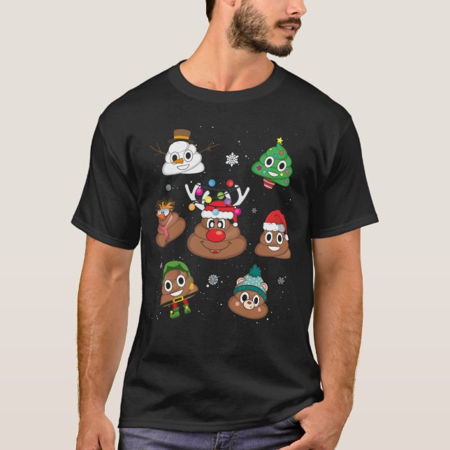 Camiseta Poop Emoji Christmas Pajama (Frente)