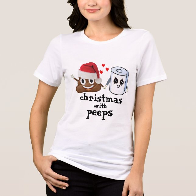 Camiseta Poop emoji e papel higiênico Amor, Humor de Natal (Frente)