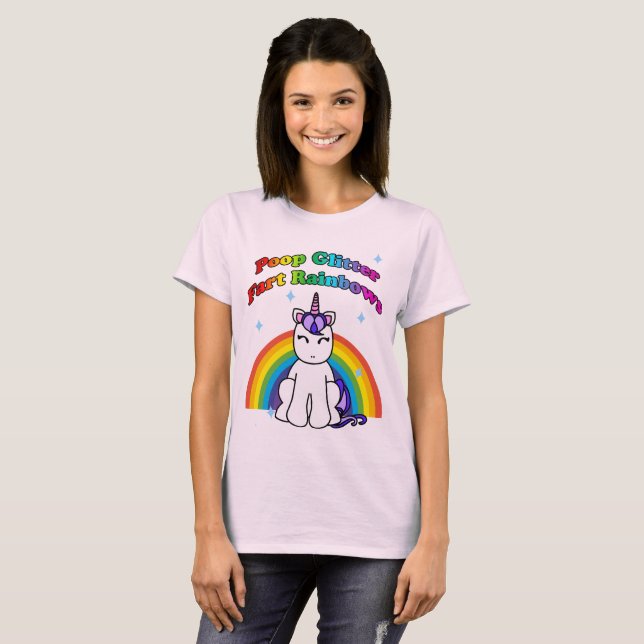 Camiseta Poop Glitter Fart Rainbows (Frente Completa)