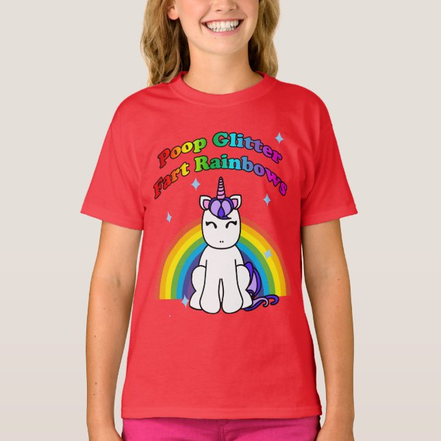 Camiseta Poop Glitter Fart Rainbows (Frente)
