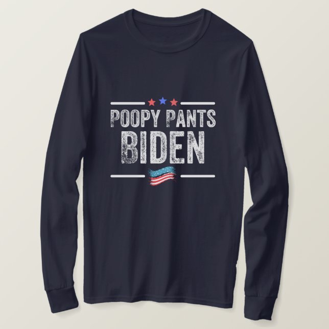 Camiseta Poopy Pants Biden (Frente do Design)