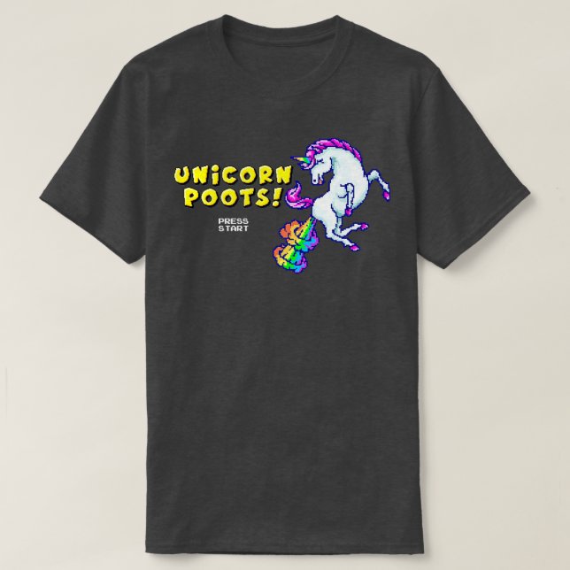 Camiseta Poots do Unicorn de 8 Bits (Frente do Design)
