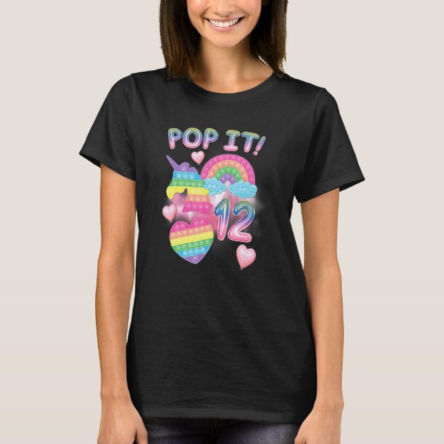 Camiseta Pop, 12 de Aniversário, Garota de 12 Anos (Frente)