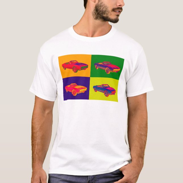 Camiseta Pop art 1967 do Convertible de Chevy Camaro RS (Frente)