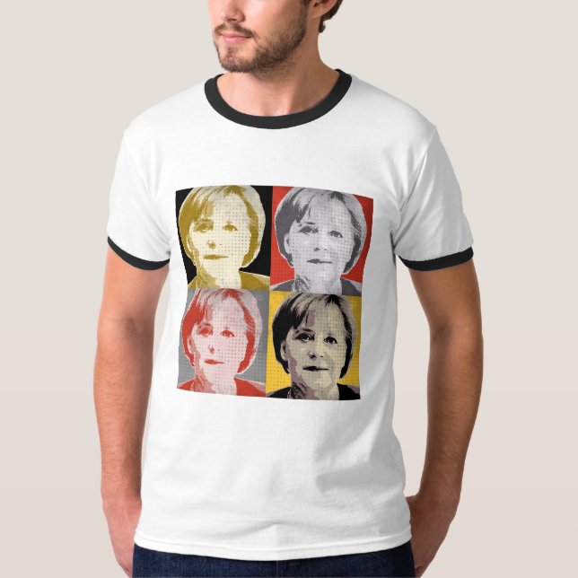 Camiseta Pop art alemão Angela Merkel - - (Frente)