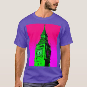 Camiseta Pop Art Big Ben London Viagem cor-de-rosa verde