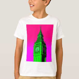 Camiseta Pop Art Big Ben London Viagem cor-de-rosa verde