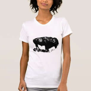 Camiseta Pop Art Black White Buffalo Bison Silhouette
