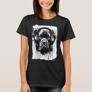 Camiseta Pop Art Boxer Grafite Estilo de Cachorro Fone de O