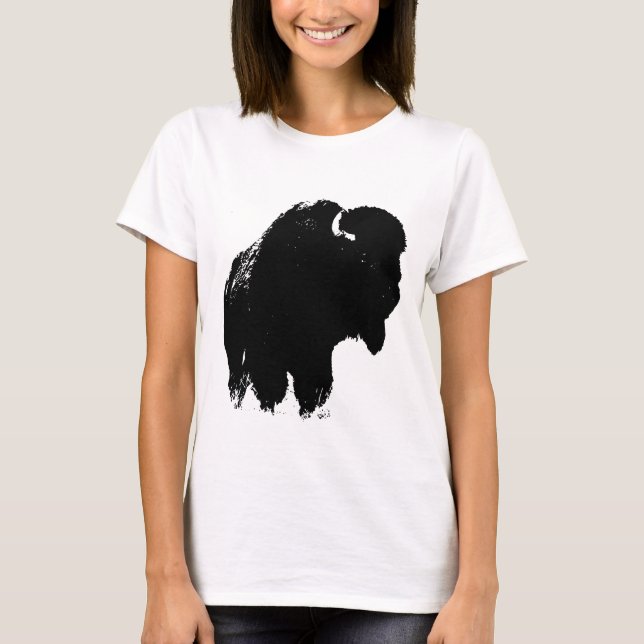 Camiseta Pop Art Buffalo Bison Silhouette (Frente)