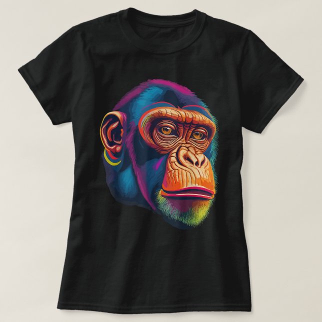 Camiseta Pop Art Chimpanzee Chimp Animal Macaco Face Ape Mo (Frente do Design)