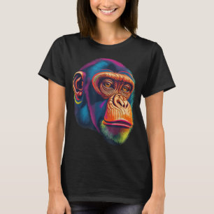 Camiseta Pop Art Chimpanzee Chimp Animal Macaco Face Ape Mo