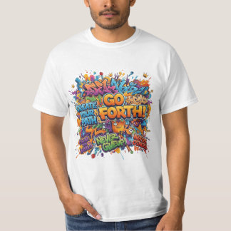 Camiseta Pop Art de Grafite "Vá em Frente"