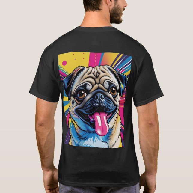 Camiseta Pop Art de Pug 01 (Verso)