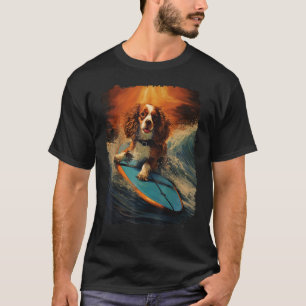 Camiseta Pop Art Dog Cavalier King Charles Spaniel Surf