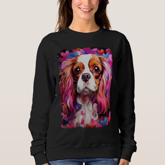 Camiseta Pop Art Dog Cavalier King Charles Spaniel Valentin (Frente)