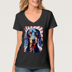 Camiseta Pop Art Dog Dachshund Patriótico 4 de julho
