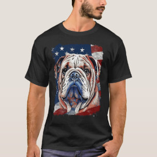 Camiseta Pop Art Dog English Buldog Patriotic