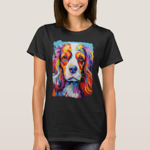Camiseta Pop Art Dog Rainbow Cute Cavalier King Charles Spa