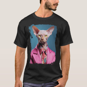 Camiseta Pop Art Entrepreneur Hairless Sphynx Cat Pink