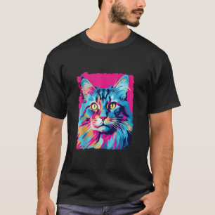 Camiseta Pop Art Maine Coon Cat Tank Rosa Topo
