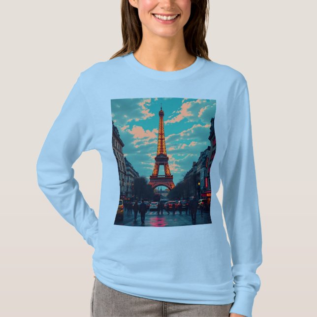 Camiseta Pop Art Paris - Vibrante paisagem digital (Frente)