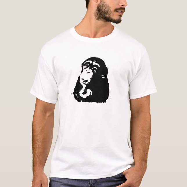 Camiseta Pop Art Pensando Chimpanzé (Frente)