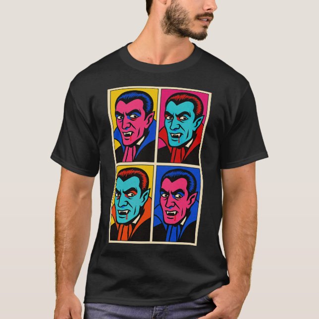 Camiseta Pop Art Vampire Impressão | Dia das Bruxas (Frente)