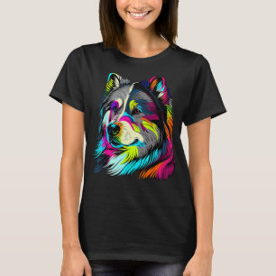 Camiseta Pop artístico colorido pintado no Alaska Malamute