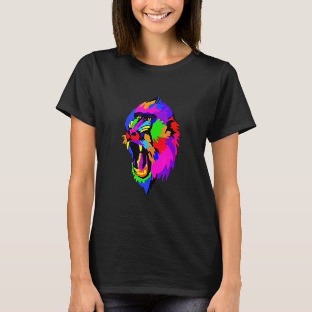 Camiseta Pop Baboon Primate Mamãe Animal Zookeeper Macaco (Frente)