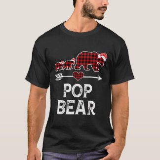 Camiseta Pop Bear Natal Pajama Xadrez Vermelha Família Buff