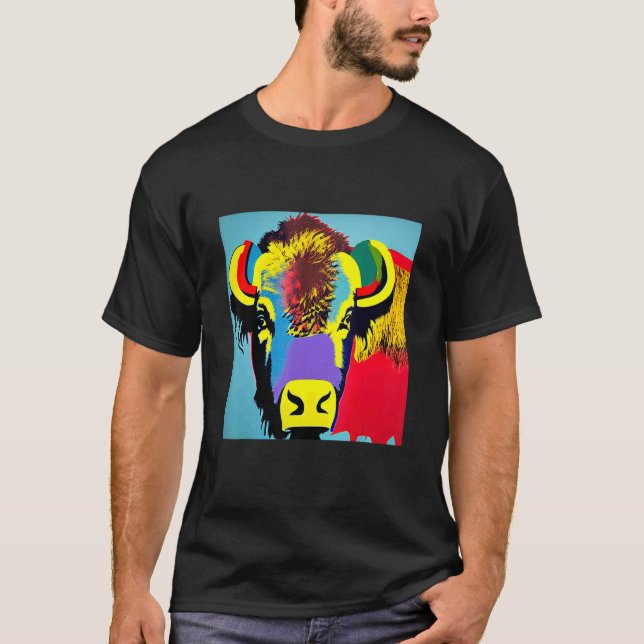 Camiseta Pop Bison Diversão Trendência Para Homens Mulheres (Frente)