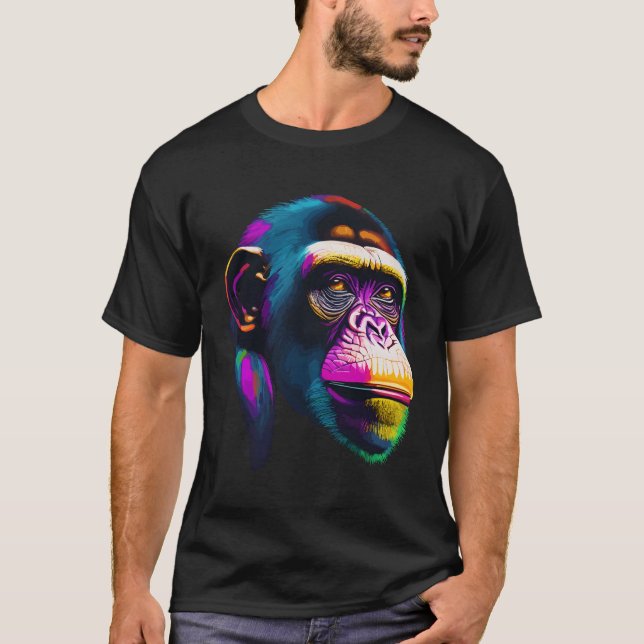 Camiseta Pop Chimpanzé Chimpanzé Macaco-Macaco-Macaco-Macac (Frente)