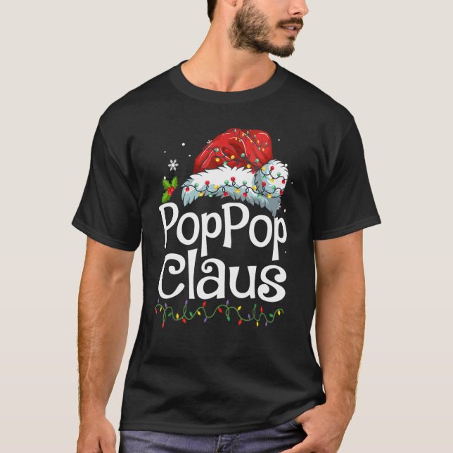 Camiseta Pop Claus Família Correspondendo Pijamas Hol de Na (Frente)