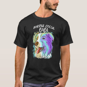 Camiseta Pop,, Colorida, Borda do Retrato Collie Cão Pai Pa