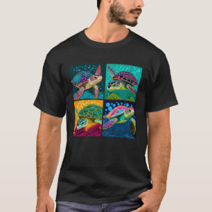 Camiseta Pop da Tartaruga do Mar Ilustração de Animais Colo
