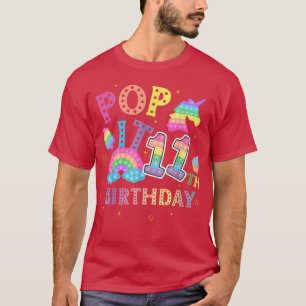 Camiseta pop de aniversário de 11 a 11 anos festa de pipoca