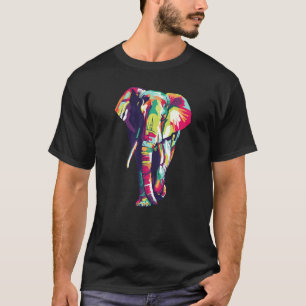 Camiseta Pop de Arco-Íris Geométrico de Elefante Cuto Color