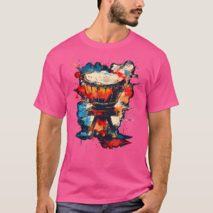 Camiseta Pop de Arte Artística Colorida Pintada Tambor Taik
