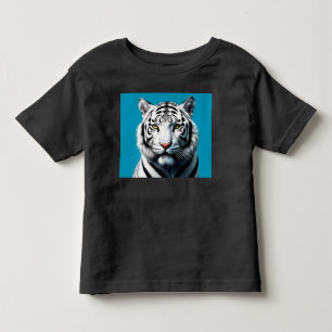 Camiseta Pop de Arte Branca de Tigre - Gato Selvagem Feroz 