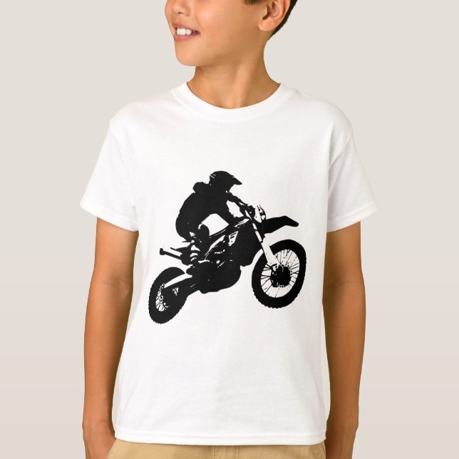 Camiseta Pop de Arte Branca Negra Motocross Motorcyesporte (Frente)